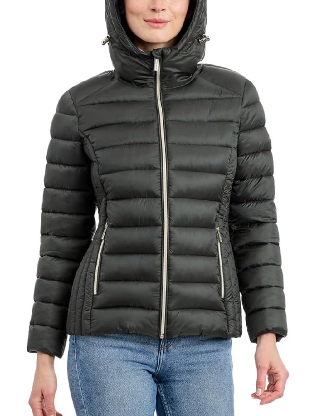 Michael Kors Women's Black Hooded Packable Down Fill Puffer Jacket Size XS